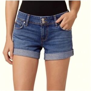 Hudson Ruby Mid Thigh Jean Shorts Cuffed Stretchy Dark Wash Denim Size 26